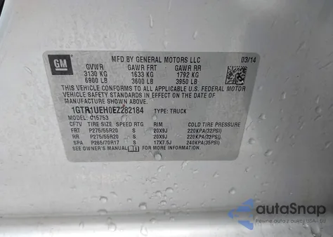 2014 GMC Sierra 1500 Sle z USA, uszkodzony, nr VIN 1GTR1UEH0EZ282184